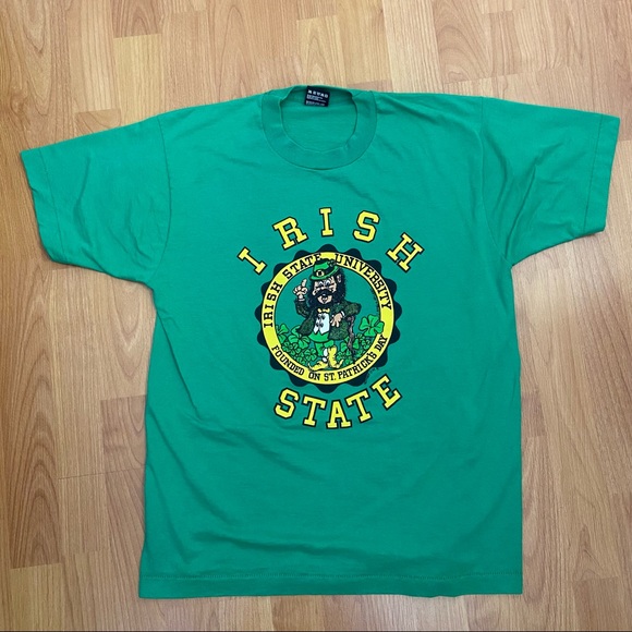 Vintage Irish State University St. Patrick’s Day Single Stitched T-Shirt Men’s L - Picture 2 of 7